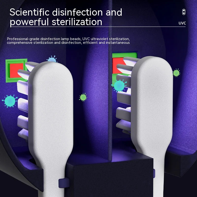 Portable UV-C Toothbrush Sterilizer & Holder – 99.9% Bacteria Elimination for Home or Travel
