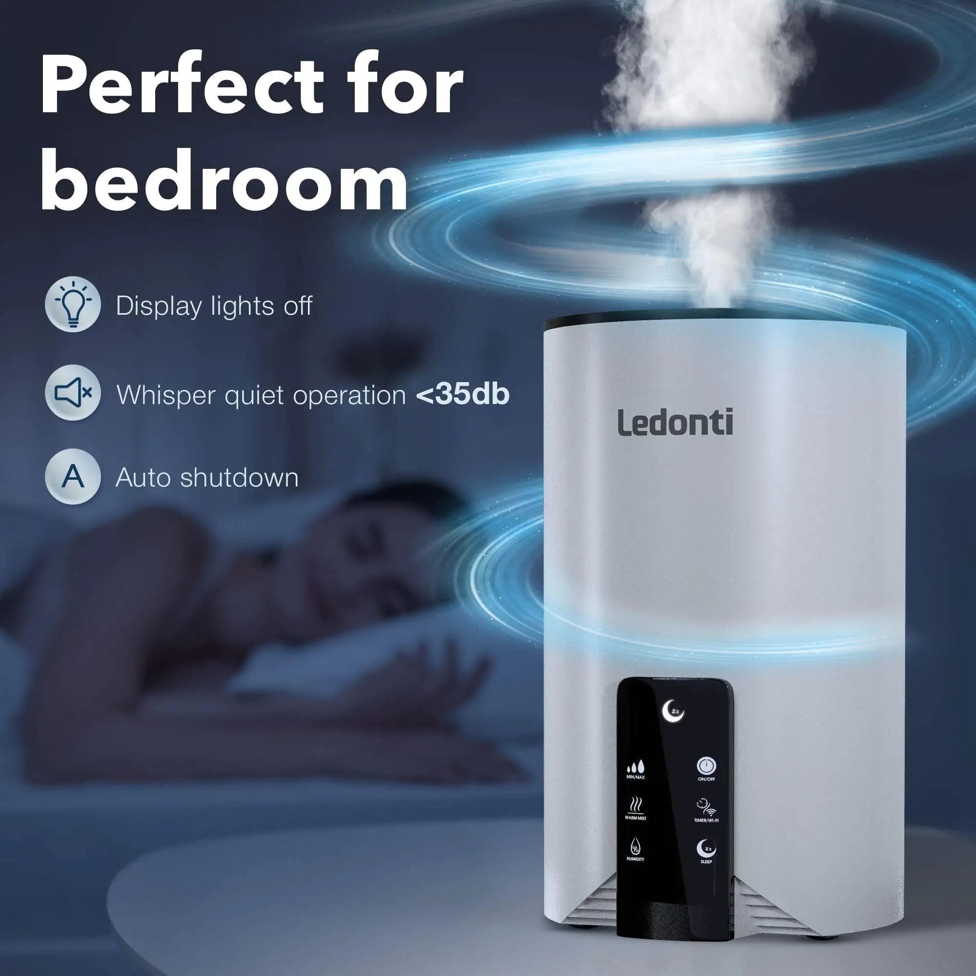 Ledonti Smart Wi-Fi Ultrasonic Air Revitalizer | App-Controlled | Auto Mode | Sleep Mode | Ceramic Filter | 360° Flow