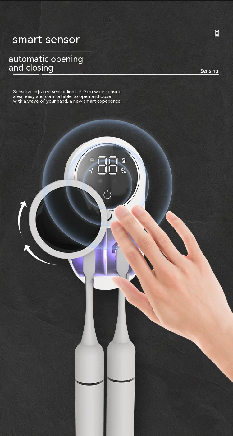 Portable UV-C Toothbrush Sterilizer & Holder – 99.9% Bacteria Elimination for Home or Travel