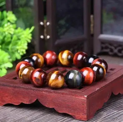🐅 Crystal Tiger Eye Bead Bracelet – Natural Stone Couple’s Energy Bracelet