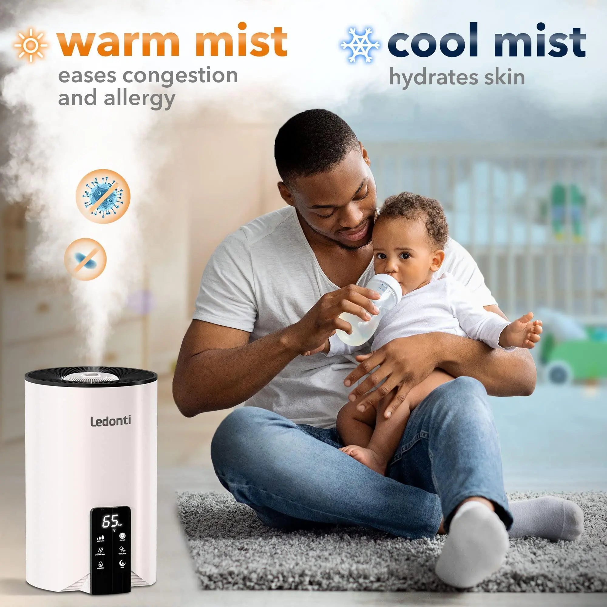 Ledonti Smart Wi-Fi Ultrasonic Air Revitalizer | App-Controlled | Auto Mode | Sleep Mode | Ceramic Filter | 360° Flow