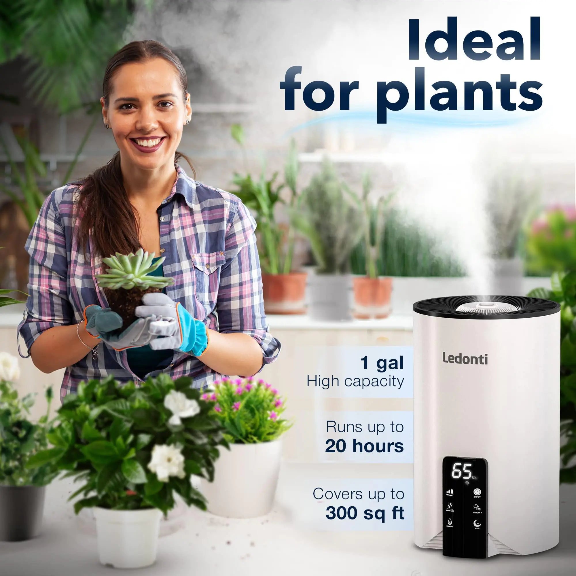 Ledonti Smart Wi-Fi Ultrasonic Air Revitalizer | App-Controlled | Auto Mode | Sleep Mode | Ceramic Filter | 360° Flow