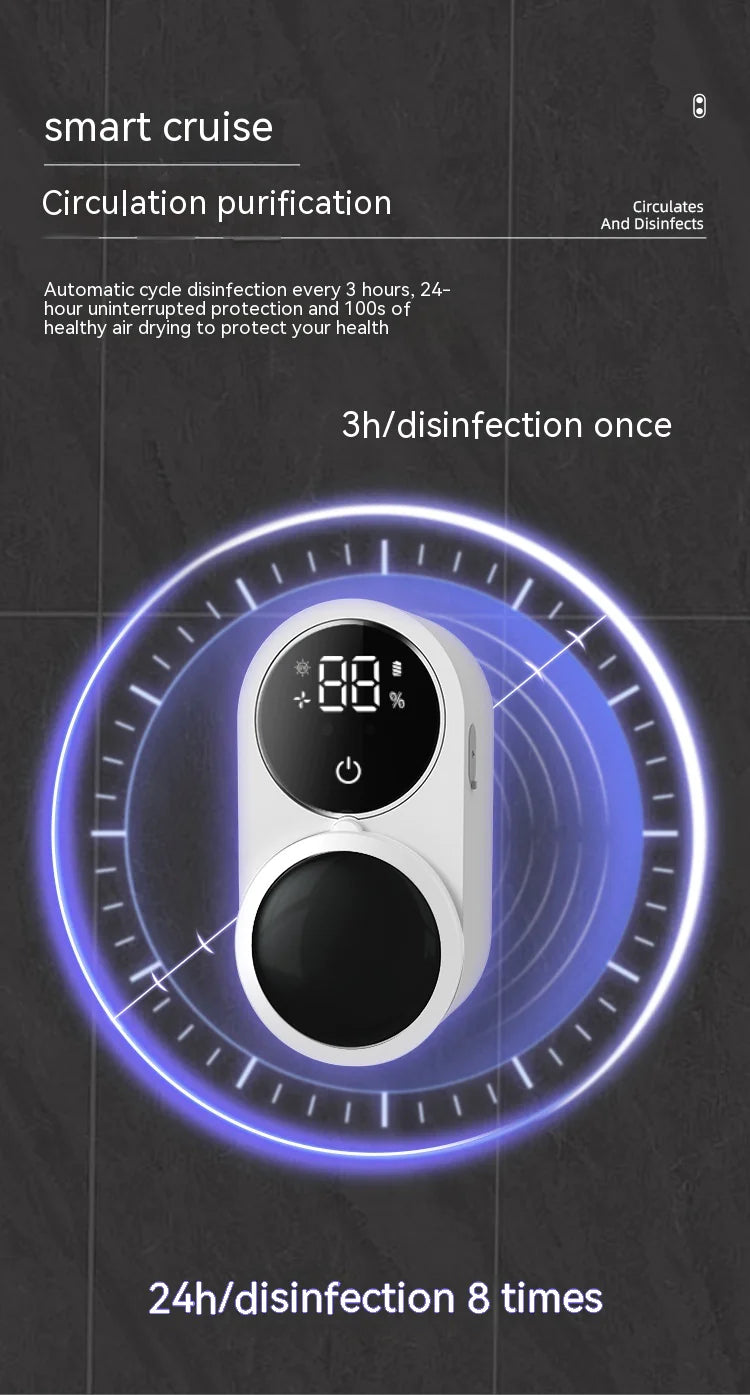 Portable UV-C Toothbrush Sterilizer & Holder – 99.9% Bacteria Elimination for Home or Travel