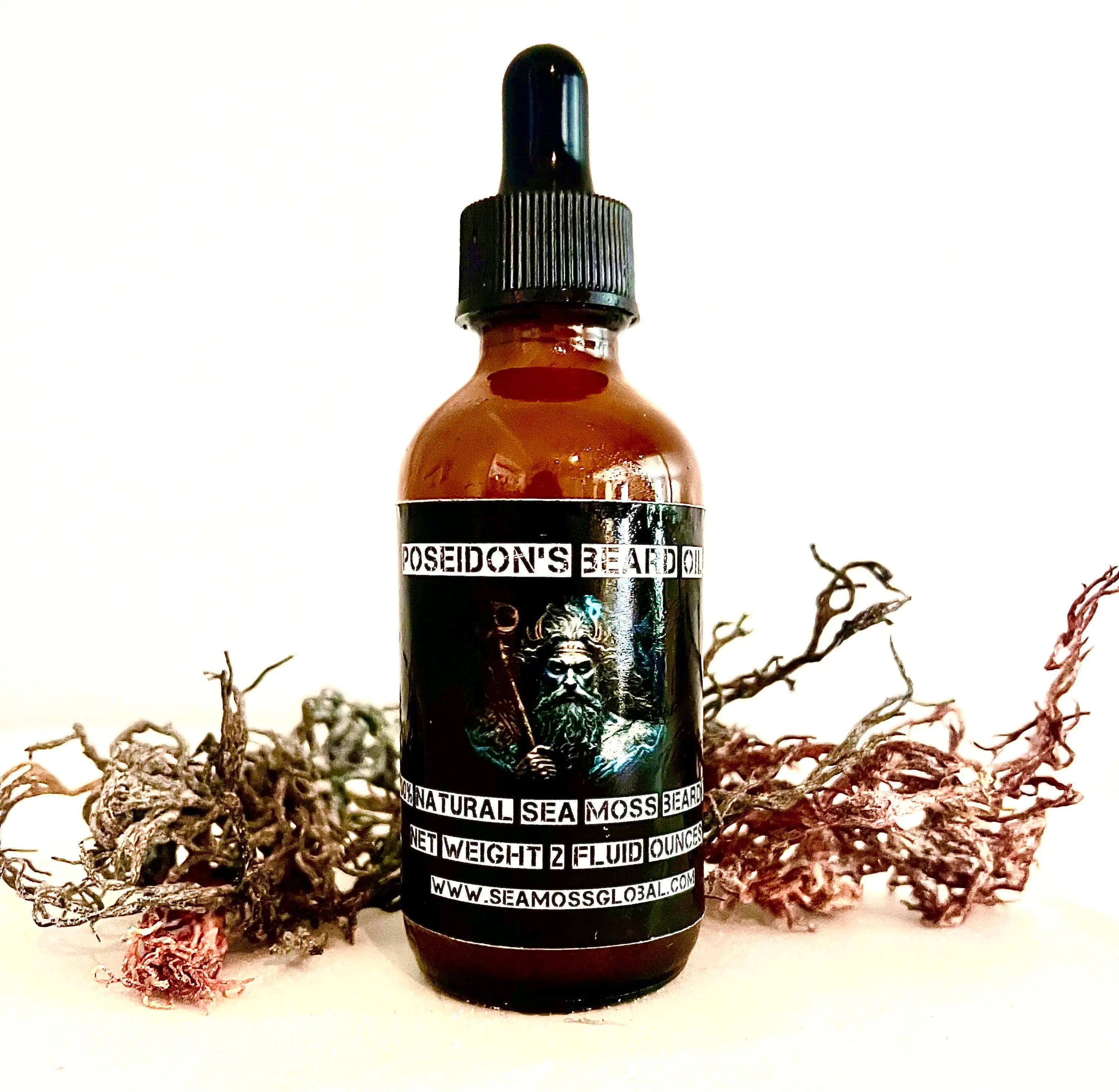 Poseidon’s Beard Oil – Organic Sea Moss Infused Beard Conditioner for Growth, Strength &amp; Hydration (2 oz)