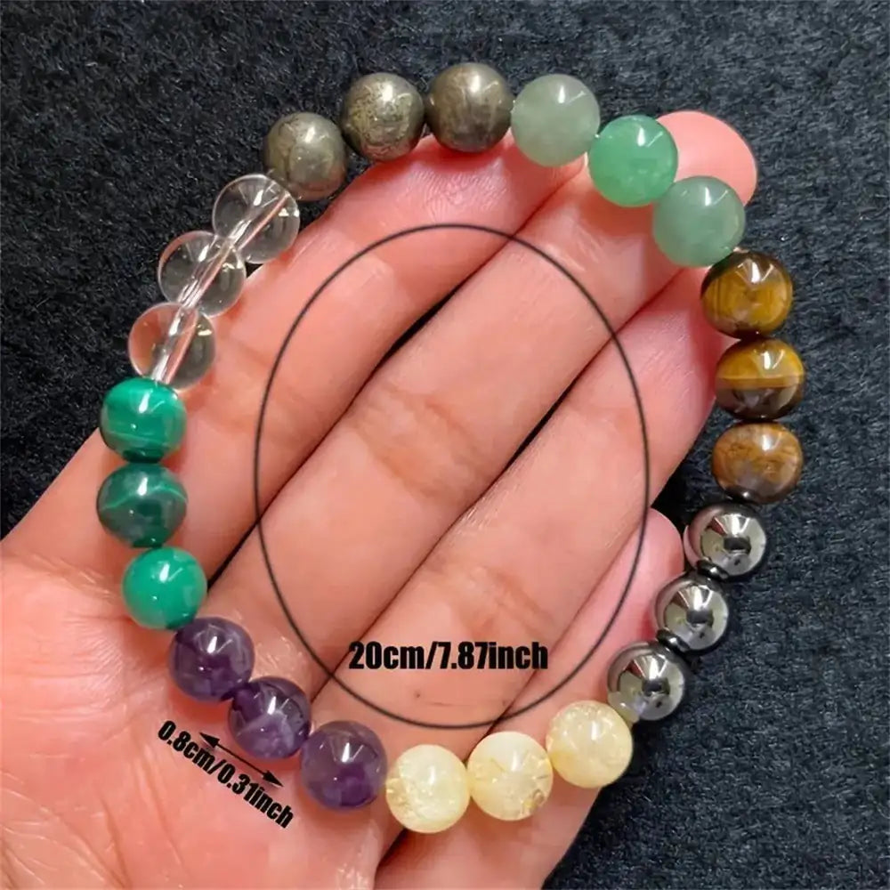 💎 Natural Stone Geometric Bracelet – French Retro Unisex Style