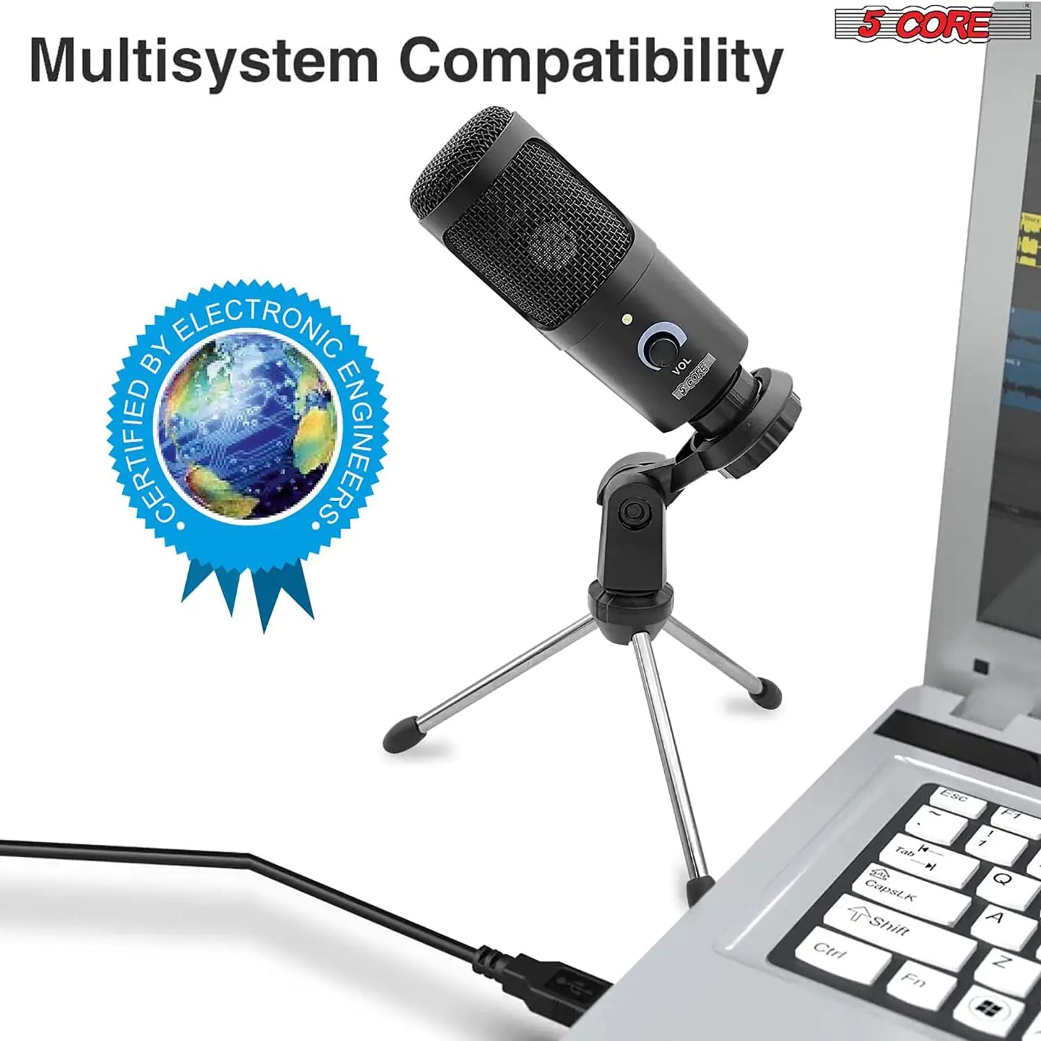 Professional Podcast Equipment Bundle – USB Condenser Microphone Recording Set with Stand, Shock Mount, Foam Cover & Cable