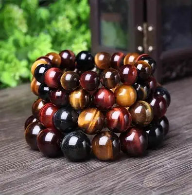 🐅 Crystal Tiger Eye Bead Bracelet – Natural Stone Couple’s Energy Bracelet