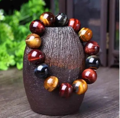 🐅 Crystal Tiger Eye Bead Bracelet – Natural Stone Couple’s Energy Bracelet