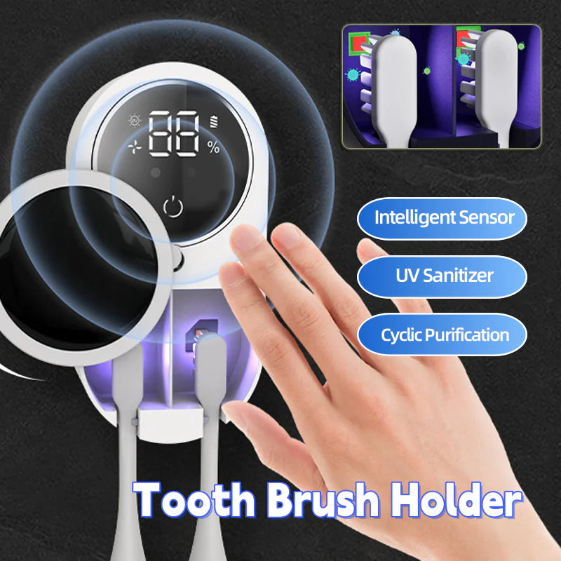 Portable UV-C Toothbrush Sterilizer & Holder – 99.9% Bacteria Elimination for Home or Travel