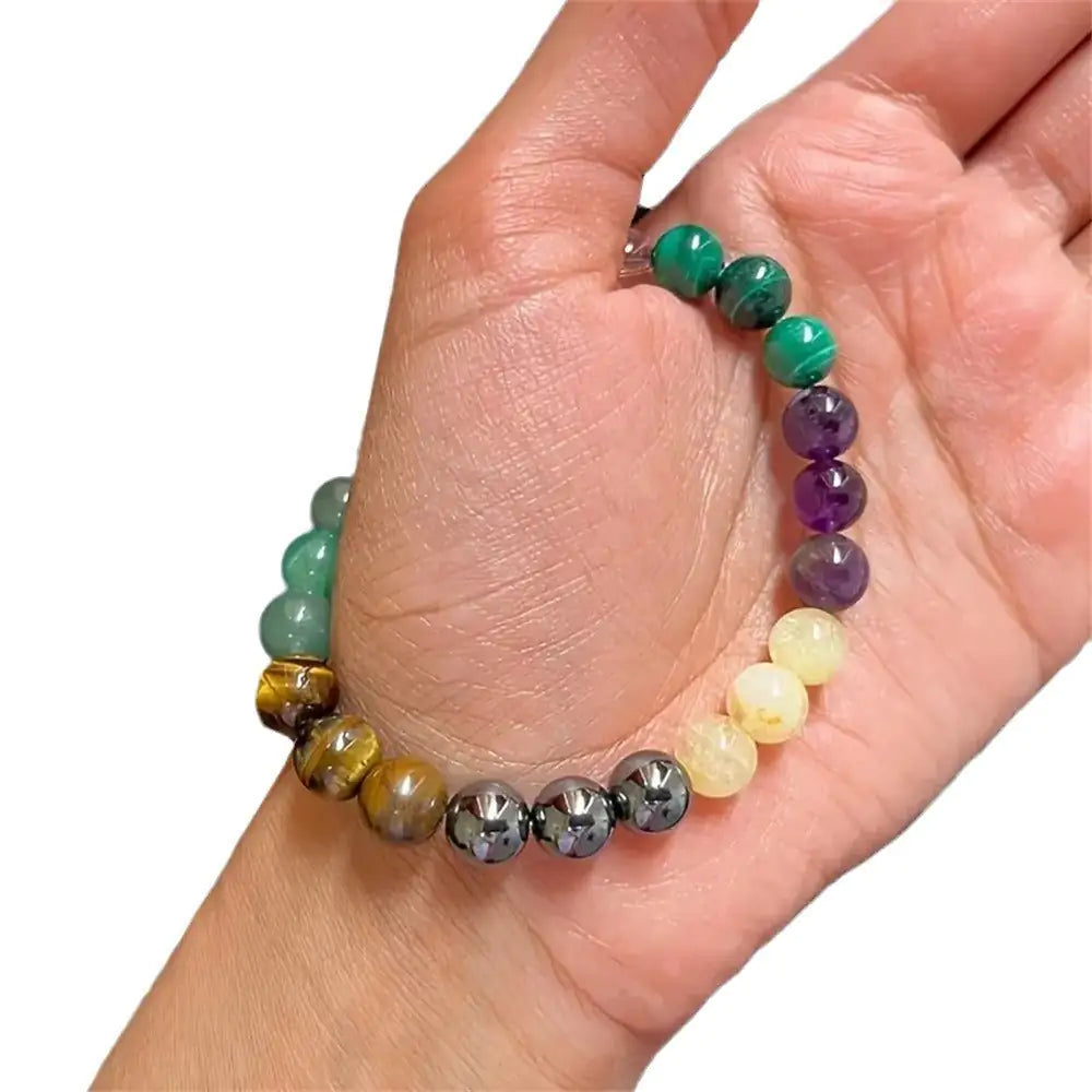 💎 Natural Stone Geometric Bracelet – French Retro Unisex Style