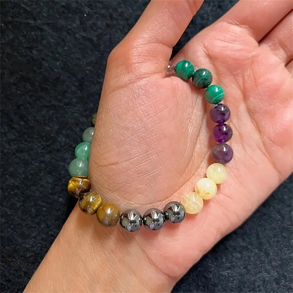 💎 Natural Stone Geometric Bracelet – French Retro Unisex Style