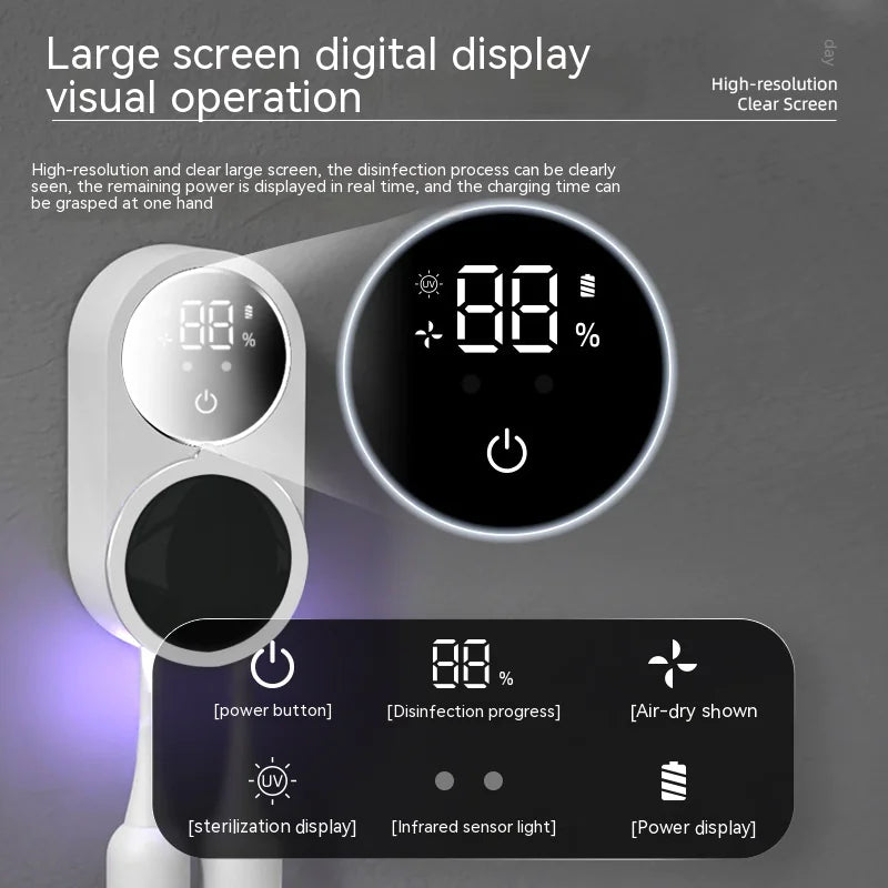 Portable UV-C Toothbrush Sterilizer & Holder – 99.9% Bacteria Elimination for Home or Travel