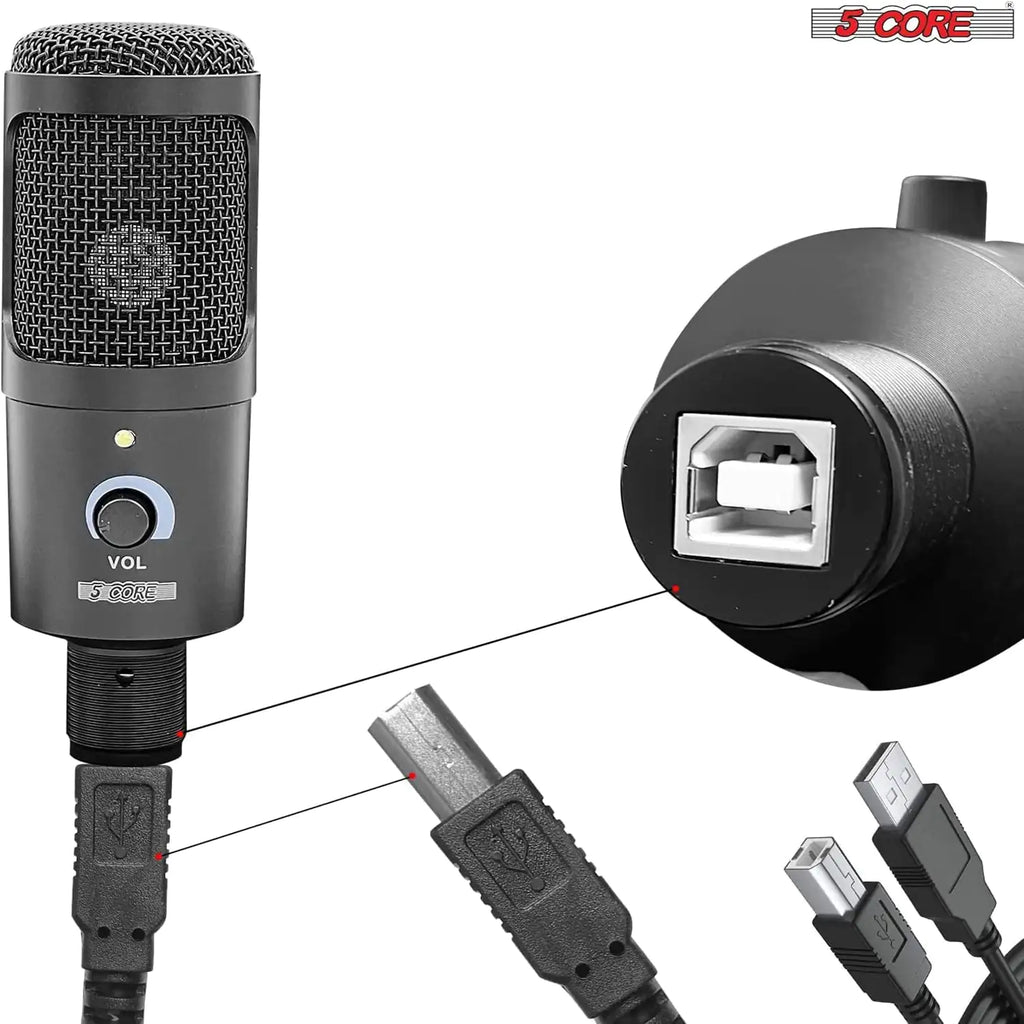 Professional Podcast Equipment Bundle – USB Condenser Microphone Recording Set with Stand, Shock Mount, Foam Cover & Cable