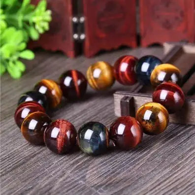🐅 Crystal Tiger Eye Bead Bracelet – Natural Stone Couple’s Energy Bracelet